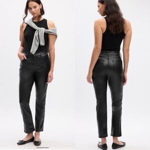 GAP Faux Leather Pants Black Vintage Slim High Rise Straight size 10